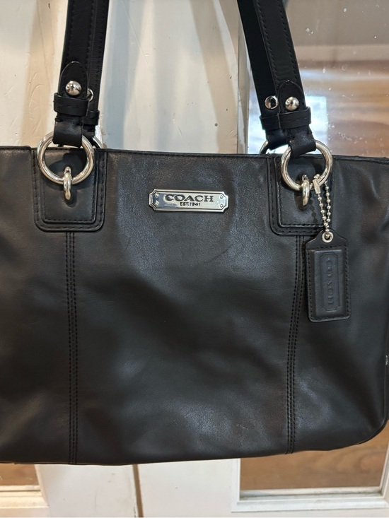 Coach Handbags - COACH Black Leather Shoulder Bag with Silver Hardware